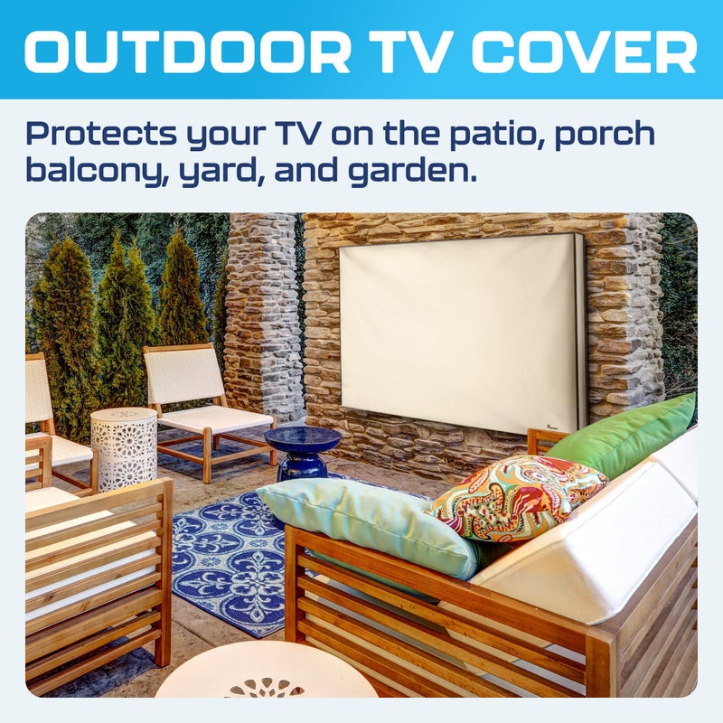 Garnetics Outdoor TV Cover 85 Inch â€“ Waterproof, Weatherproof TV Enclosures with Smart Shield Screen Protectors, Ideal for Outdoor Use, Moving, and Storage - Beige - Image 2